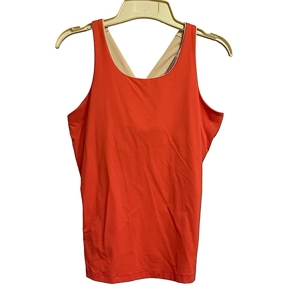 Arete Bright Coral Workout Top with Shelf Bra Size Medium